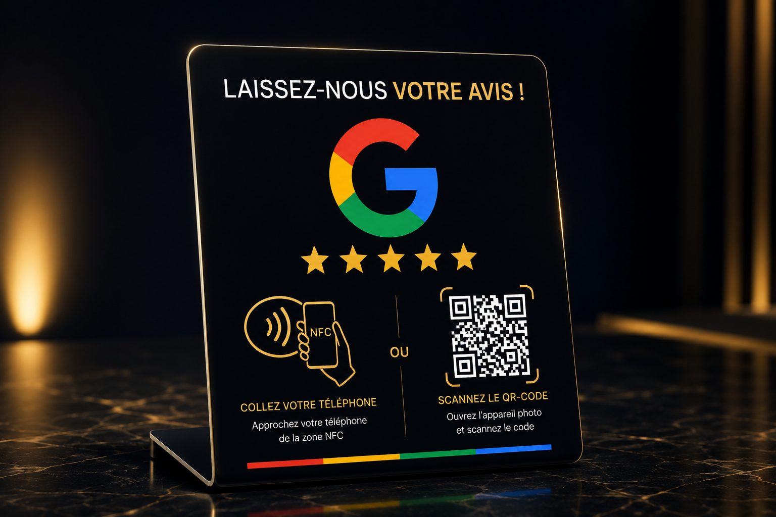 Plaque Google Avis sur support